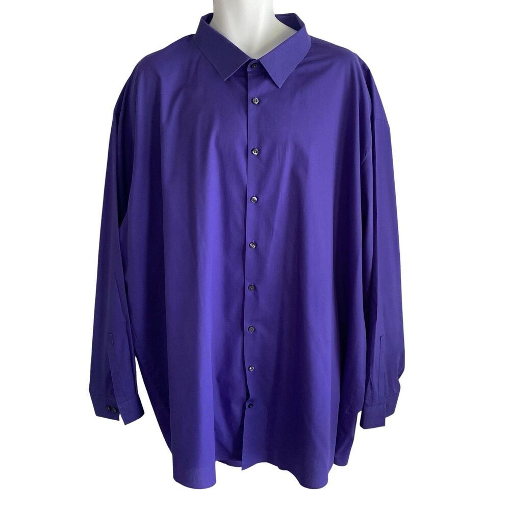 J. Ferrar Shirt Mens 22 Purple Big & Tall Long Sleeve Stretch Button Front